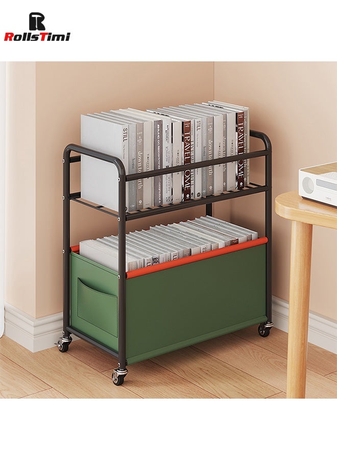 RollsTimi  Under Desk Storage Cart Snacks Toys Storage Organizer 2-tier Rolling Utility Cart for Camping Nursery Living Room Home Picnic - Image 1