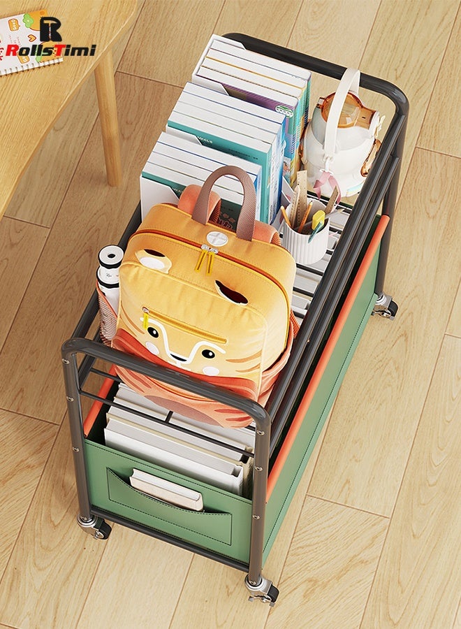 RollsTimi  Under Desk Storage Cart Snacks Toys Storage Organizer 2-tier Rolling Utility Cart for Camping Nursery Living Room Home Picnic - Image 2