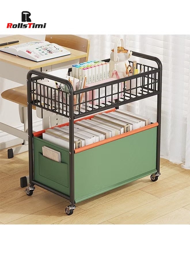 RollsTimi  Under Desk Storage Cart Snacks Toys Storage Organizer 2-tier Rolling Utility Cart for Camping Nursery Living Room Home Picnic - Image 5