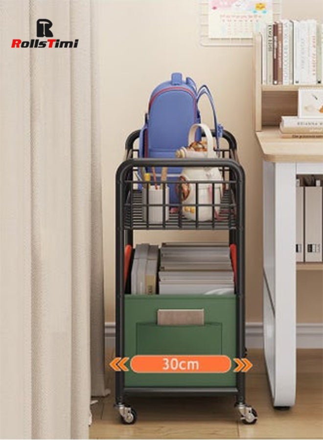 RollsTimi  Under Desk Storage Cart Snacks Toys Storage Organizer 2-tier Rolling Utility Cart for Camping Nursery Living Room Home Picnic - Image 4