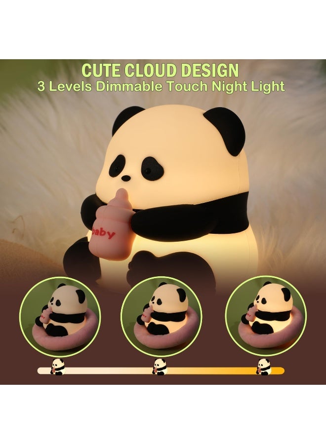 باندا ليلة الأضواء للأطفال, لمس مصباح لطيف, الأطفال السيليكون المحمولة LED ليلة الضوء مع 30 دقيقة توقيت و 7 ألوان, مصباح الطاولة القابلة لإعادة الشحن USB, هدية عيد ميلاد عيد الميلاد للأطفال - Image 2