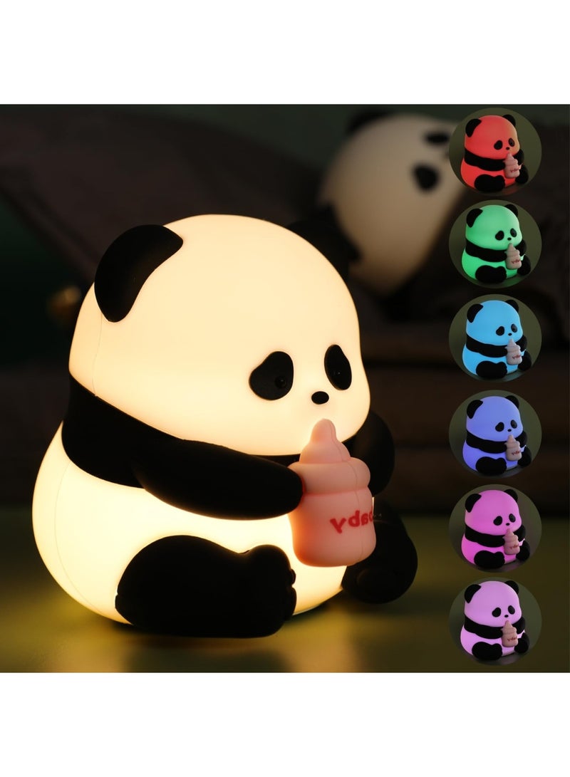 باندا ليلة الأضواء للأطفال, لمس مصباح لطيف, الأطفال السيليكون المحمولة LED ليلة الضوء مع 30 دقيقة توقيت و 7 ألوان, مصباح الطاولة القابلة لإعادة الشحن USB, هدية عيد ميلاد عيد الميلاد للأطفال - Image 1