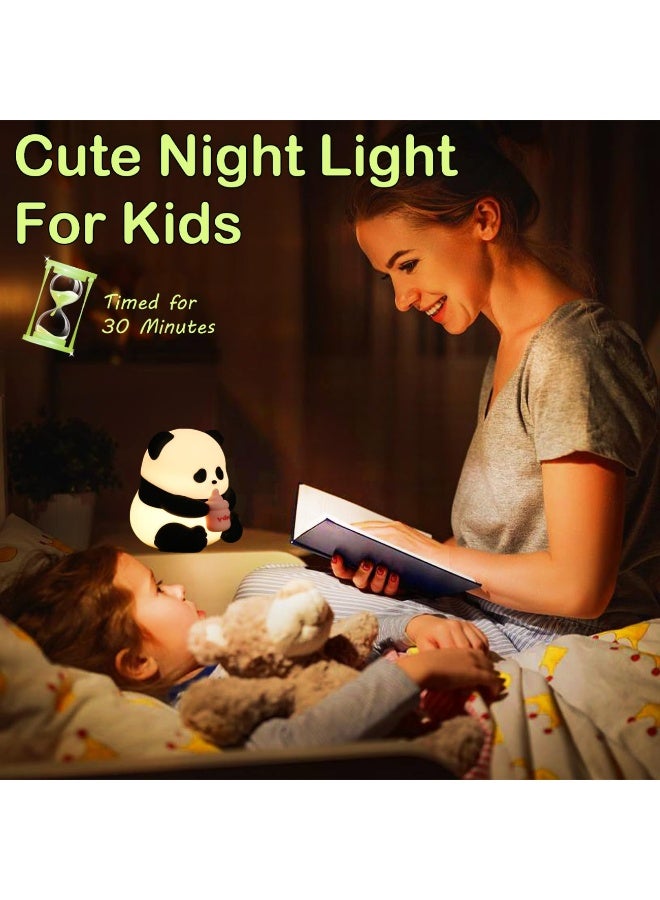 باندا ليلة الأضواء للأطفال, لمس مصباح لطيف, الأطفال السيليكون المحمولة LED ليلة الضوء مع 30 دقيقة توقيت و 7 ألوان, مصباح الطاولة القابلة لإعادة الشحن USB, هدية عيد ميلاد عيد الميلاد للأطفال - Image 4