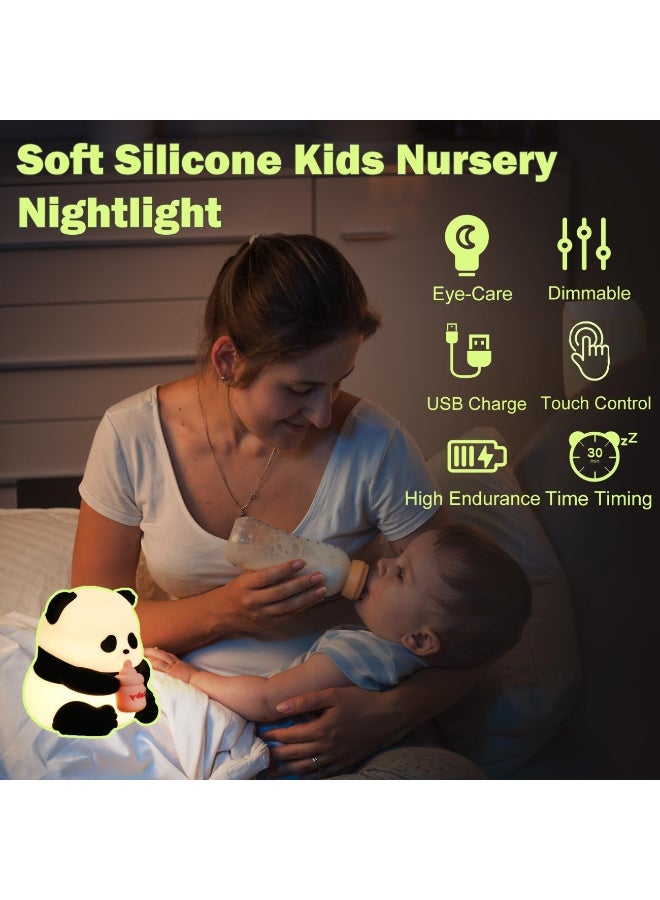 باندا ليلة الأضواء للأطفال, لمس مصباح لطيف, الأطفال السيليكون المحمولة LED ليلة الضوء مع 30 دقيقة توقيت و 7 ألوان, مصباح الطاولة القابلة لإعادة الشحن USB, هدية عيد ميلاد عيد الميلاد للأطفال - Image 5