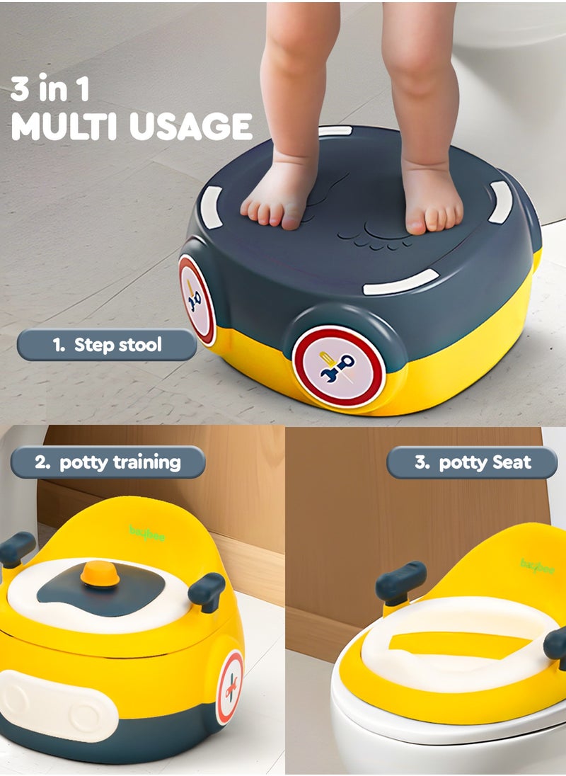 BAYBEE - 3 In 1 Book Portable And Round Baby Toilet Seat With Anti Slip Strip, Splash Guard 0 To 5 Year, Yellow - Image 1