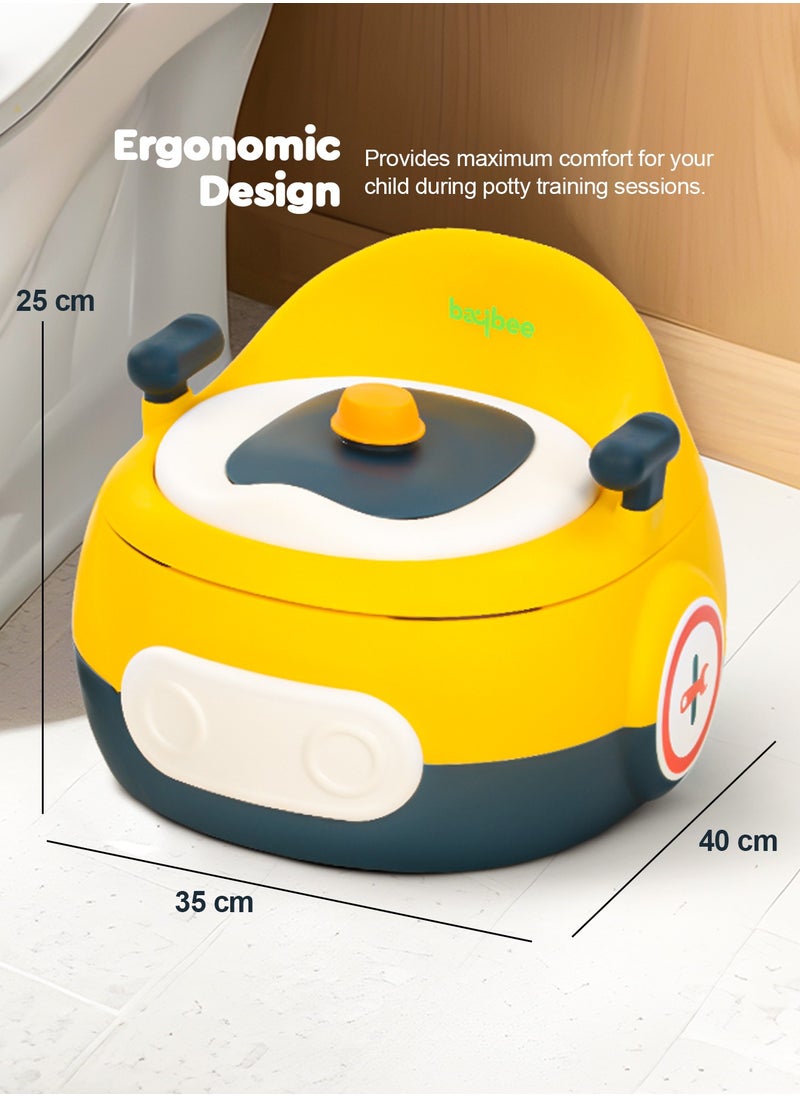 BAYBEE - 3 In 1 Book Portable And Round Baby Toilet Seat With Anti Slip Strip, Splash Guard 0 To 5 Year, Yellow - Image 1