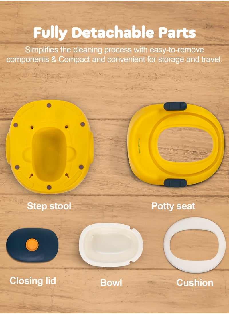 BAYBEE - 3 In 1 Book Portable And Round Baby Toilet Seat With Anti Slip Strip, Splash Guard 0 To 5 Year, Yellow - Image 1