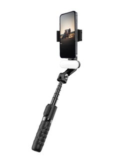 porodo QuadBase Gimbal Stabilizer Tripod with Detachable Light & Multi Modes / Remote Control Included / 400 mAh Rechargeable Battery / Intelligent Stabilization / 5.2 Bluetooth Version / 4 Hours Working Time - Black  - Image 1