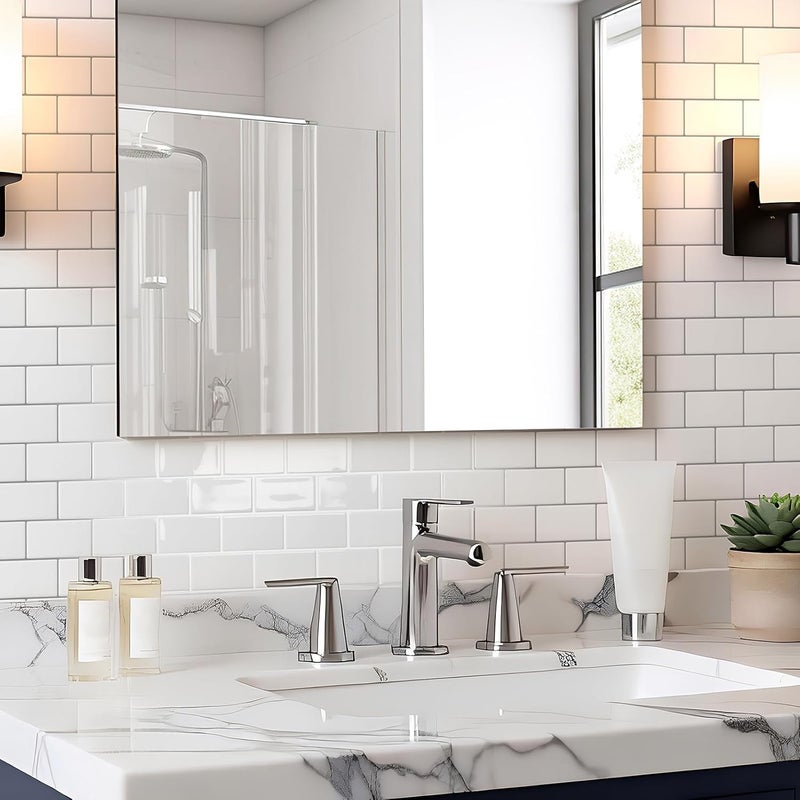 Art3d Peel and Stick White with Silver Grout Wall Tiles – 10-Pack of 12 x12 Thickened Design Backsplash, Self-Adhesive Tile for Kitchen & Bathroom Decor - Image 3