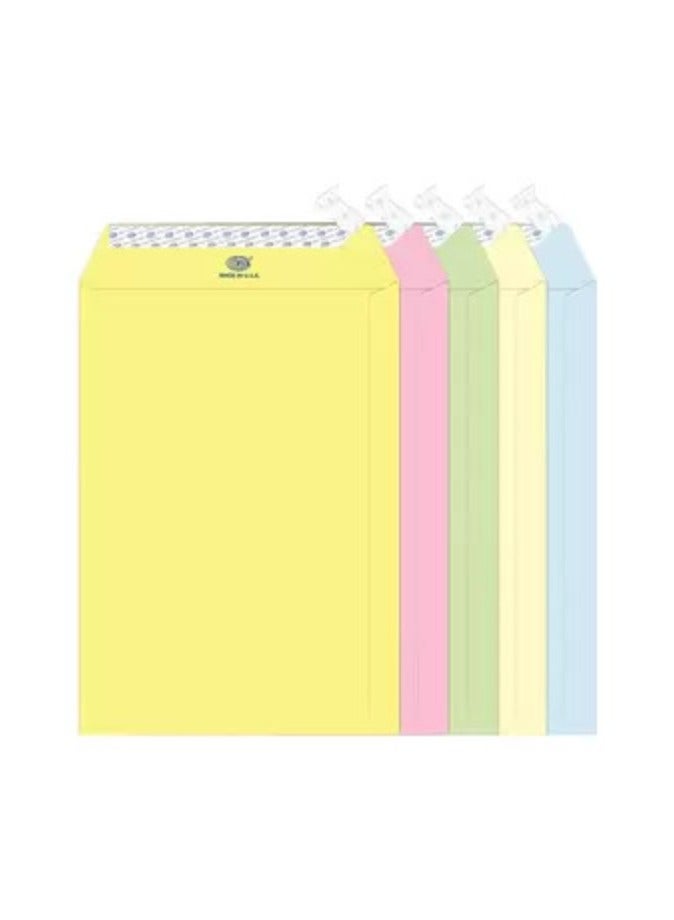 FIS Color Envelopes Peel & Seal, Pastel Colors, Pack of 50 Pcs. 5 Assorted Colors Color, 10 x 7 Inch, 80 GSM