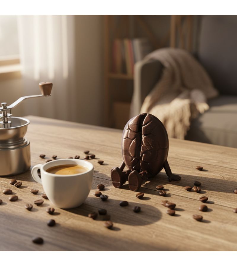 3D Printed Coffee Cup Ornament With Movable Joints And Beans Decor - Image 5