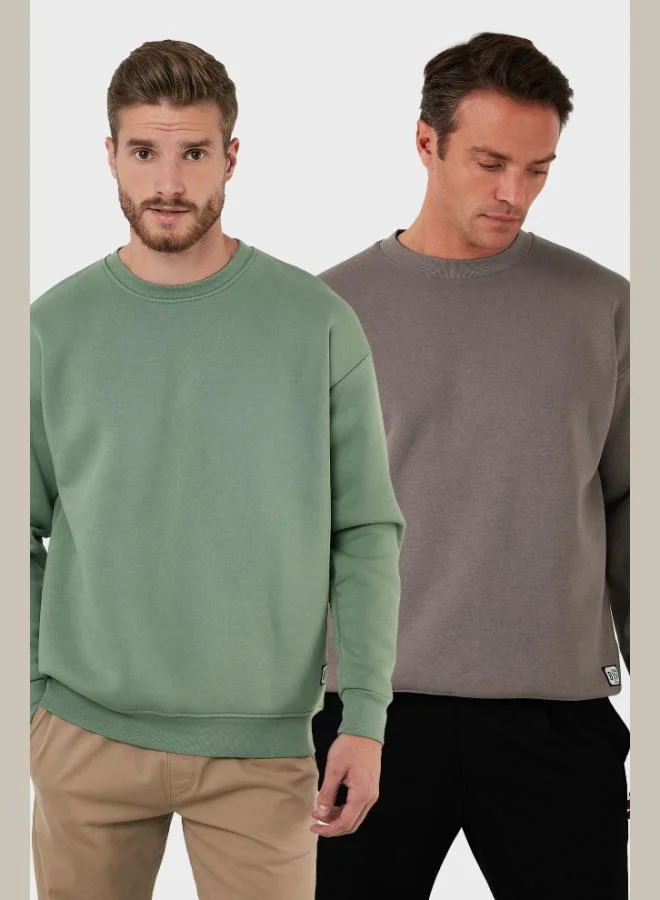 Buratti Buratti Regular Fit Crew Neck Fleece Lined 2-Pack Men's Sweatshirt 5905255S2
