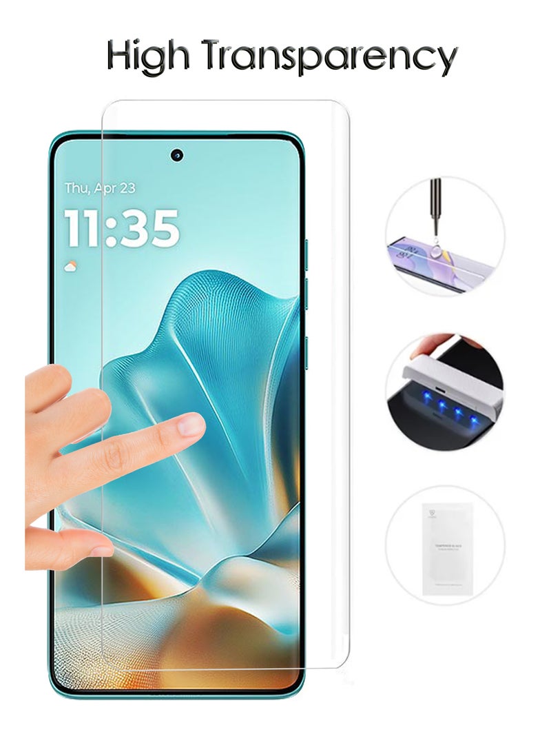 For Motorola Moto Edge 60 Fusion - UV Liquid Glue Full Curved Coverage Tempered Glass Screen Protector with Edge to Edge Full Screen Coverage and Easy UV Glue Installation Kit - Image 2