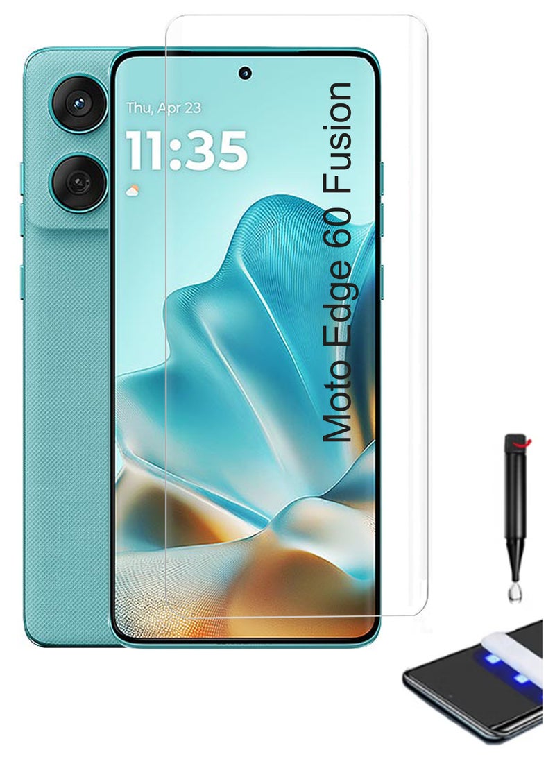 For Motorola Moto Edge 60 Fusion - UV Liquid Glue Full Curved Coverage Tempered Glass Screen Protector with Edge to Edge Full Screen Coverage and Easy UV Glue Installation Kit - Image 1