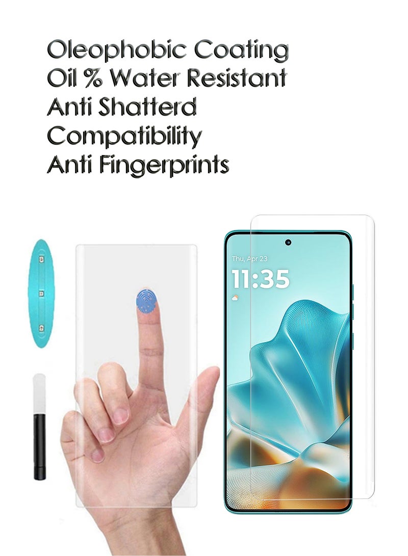 For Motorola Moto Edge 60 Fusion - UV Liquid Glue Full Curved Coverage Tempered Glass Screen Protector with Edge to Edge Full Screen Coverage and Easy UV Glue Installation Kit - Image 4