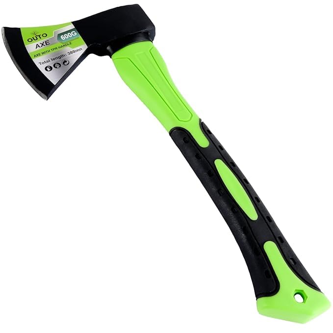 OUTO Heavy Duty Hand Axe with Fibreglass Body & Rubberized Handle for Wood Cutting, Camping and Gardening Hatchet Tools Kulhaadee (1.5lb) - Image 1