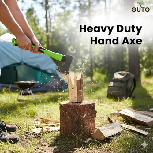 OUTO Heavy Duty Hand Axe with Fibreglass Body & Rubberized Handle for Wood Cutting, Camping and Gardening Hatchet Tools Kulhaadee (1.5lb) - Image 5