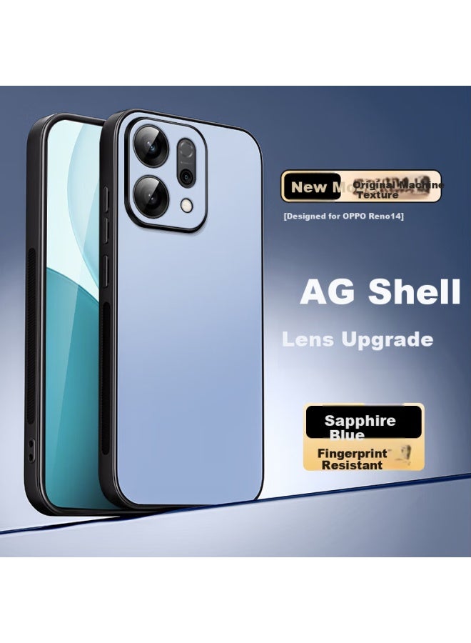 Shangsu Shang Su Suitable For Oppo Reno14 Phone Case Oppo Reno14 Protective Case Ag Frosted Lens Full Coverage Anti-Fall Solid Color Simple Business High-End Feeling Female Male Shell Sapphire Blue - Image 1
