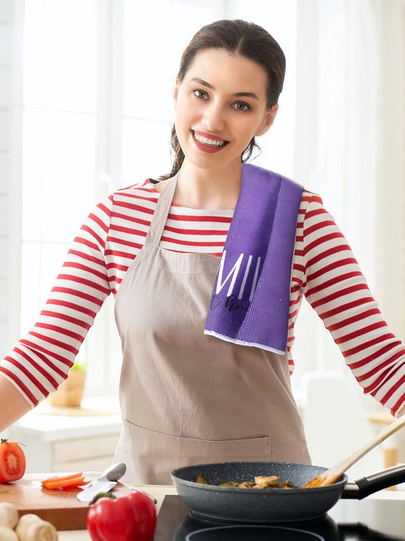 Bencailor 4 Pcs Floral Kitchen Towels Flower Dish Towels Spring Kitchen Decor Sets for Cooking Baking Grilling BathroomPurpleLavender - Image 4