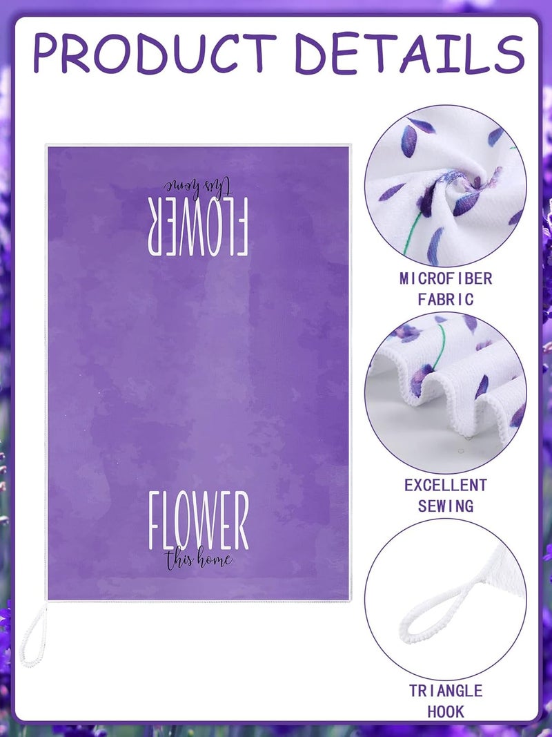 Bencailor 4 Pcs Floral Kitchen Towels Flower Dish Towels Spring Kitchen Decor Sets for Cooking Baking Grilling BathroomPurpleLavender - Image 5