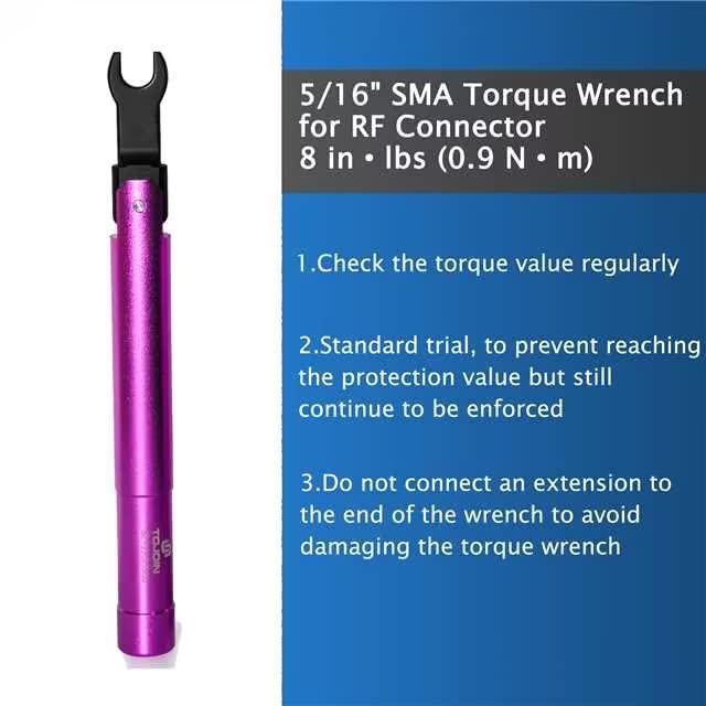 UU TOJOIN TOJOIN 1 pcs SMA Torque Wrench for RF Connector 8 in·lbs (0.9 N·m) Opening 8mm (5/16") for SMA 3.5mm/2.92mm Adapter Convertor Portable Spanner for Professionals Industry Purple - Image 5