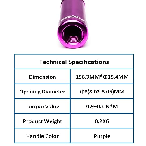 UU TOJOIN TOJOIN 1 pcs SMA Torque Wrench for RF Connector 8 in·lbs (0.9 N·m) Opening 8mm (5/16") for SMA 3.5mm/2.92mm Adapter Convertor Portable Spanner for Professionals Industry Purple - Image 2