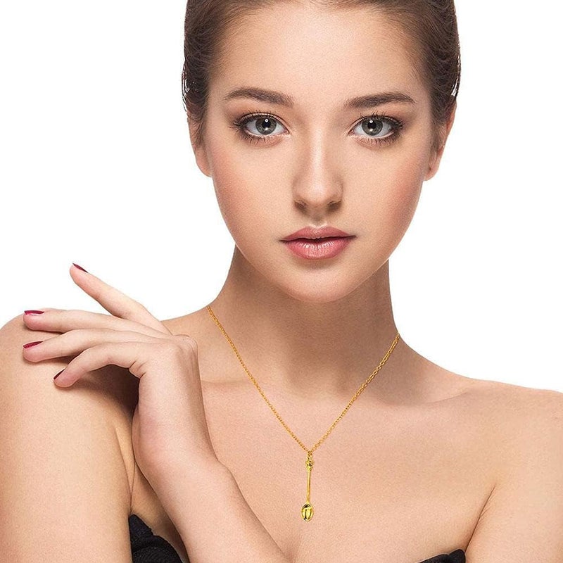 woobles Tiny Tea Spoon Shape Pendant Necklace with Crown for Women Creative Mini Long Link Jewelry Spoon Necklace gold - Image 5