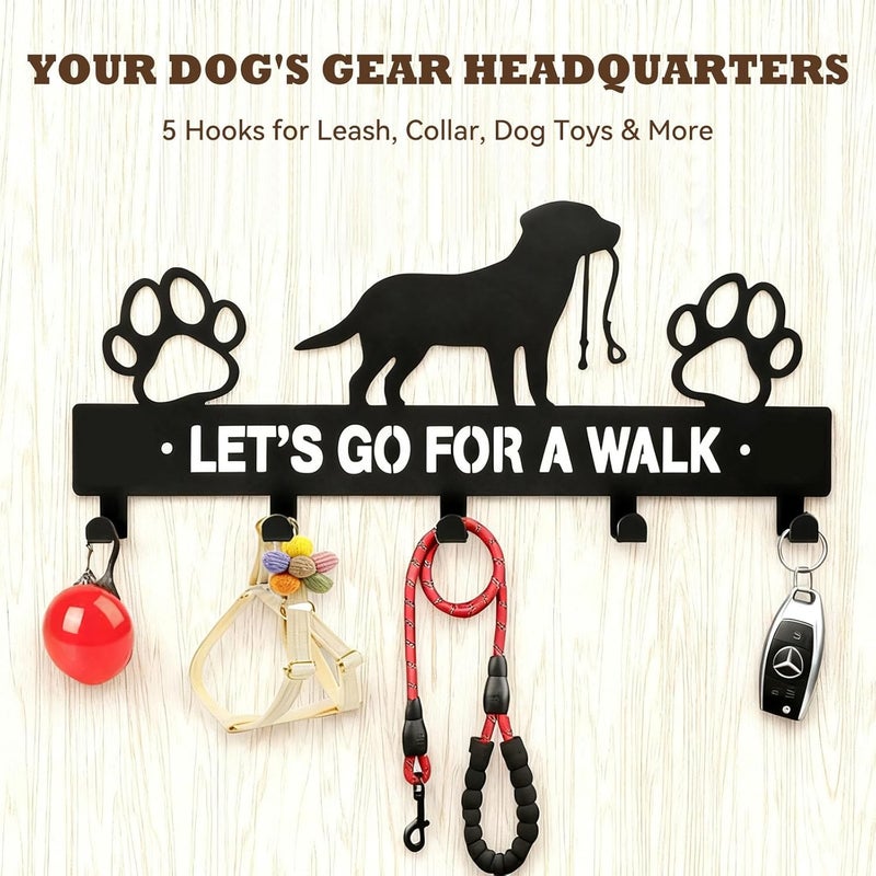 Kenmohuo 2Pcs Dog Key Holder for Wall, Dog Lead Hooks Wall Mounted with 5 Key Hooks, Premium Metal Key Hooks Wall Mounted, Key Racks for Wall & Versatile Key Rack for Hanging Keys, Wallets, Leash, Jackets - Image 2