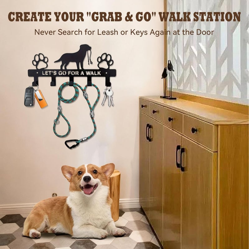 Kenmohuo 2Pcs Dog Key Holder for Wall, Dog Lead Hooks Wall Mounted with 5 Key Hooks, Premium Metal Key Hooks Wall Mounted, Key Racks for Wall & Versatile Key Rack for Hanging Keys, Wallets, Leash, Jackets - Image 4