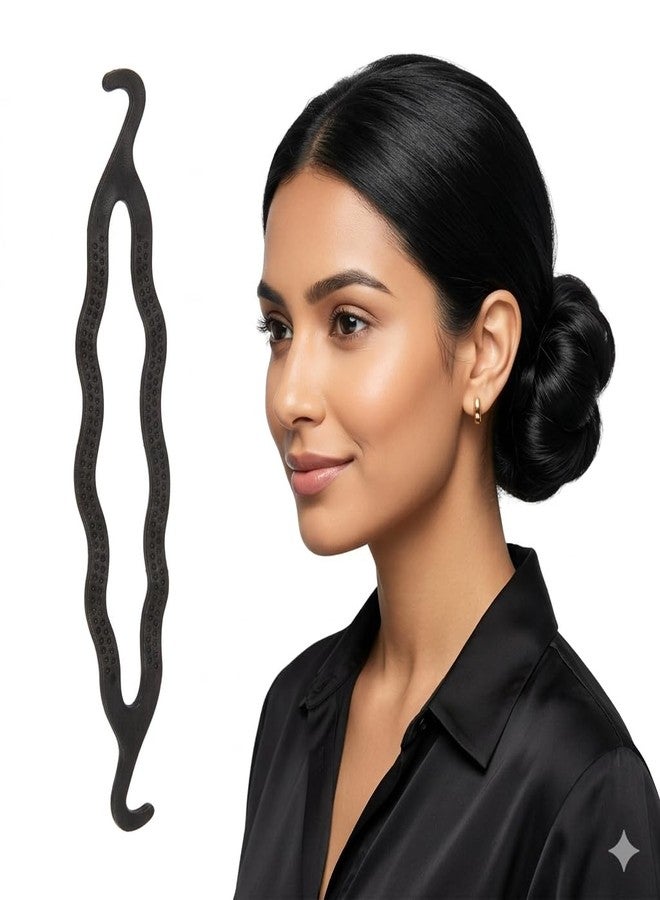 DazzleDiva 1Pc Plastic Clip Bun Maker - Easy French Twist Hair Styling Tool for Women - Durable Hairs Loop Bun Shaper for Elegant Updos, Ponytails & Braids - Professional DIY Hair Accessories - Black 1Pc (Plastic Hair Donut) - Image 1