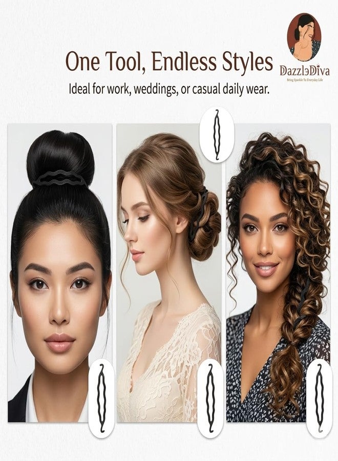 DazzleDiva 1Pc Plastic Clip Bun Maker - Easy French Twist Hair Styling Tool for Women - Durable Hairs Loop Bun Shaper for Elegant Updos, Ponytails & Braids - Professional DIY Hair Accessories - Black 1Pc (Plastic Hair Donut) - Image 5