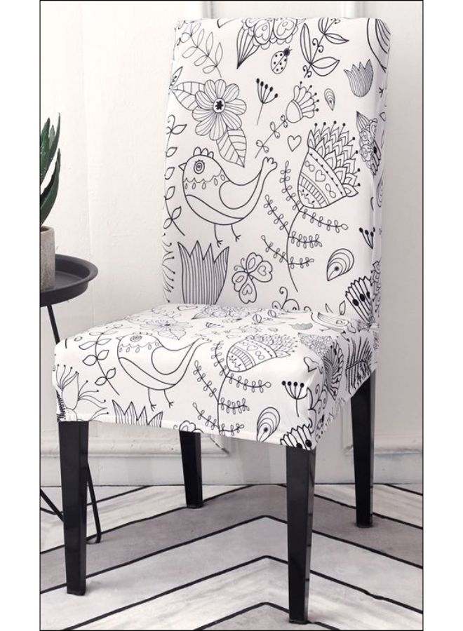 NIBEMINENT Creative Pattern Chair Cover White/Black
