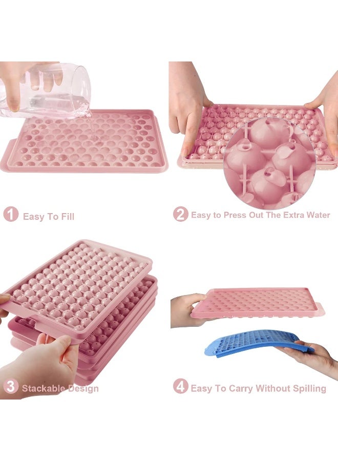 WIBIMEN Mini Ice Cube Trays, Upgraded Small Trays Easy Release, 104x4 PCS Tiny Tray Crushed for Chilling Drinks Coffee Juice(4Pack Pink trays & Bin Scoop) - Image 3