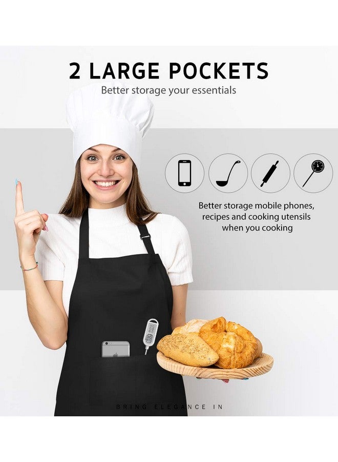 Syntus Syntus 12 Pack Bib Apron, Unisex Aprons Adjustable Thicker Version Waterdrop Resistant with 2 Pockets Cooking Kitchen Aprons for Women Men Chef, BBQ Drawing Apron Bulk, Black  - Image 4