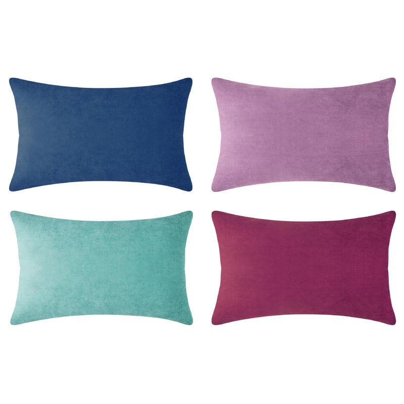 MONDAY MOOSE Decorative Throw Pillow Covers Cushion Cases  Set of 4 Soft Velvet Modern Designs  Mix and Match for Home Decor  Pillow Inserts Not Included (12x20 inch  Purple/Blue) - Image 1