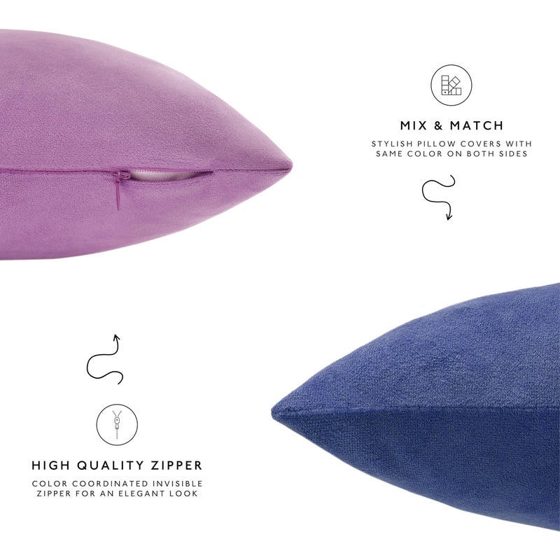 MONDAY MOOSE Decorative Throw Pillow Covers Cushion Cases  Set of 4 Soft Velvet Modern Designs  Mix and Match for Home Decor  Pillow Inserts Not Included (12x20 inch  Purple/Blue) - Image 4