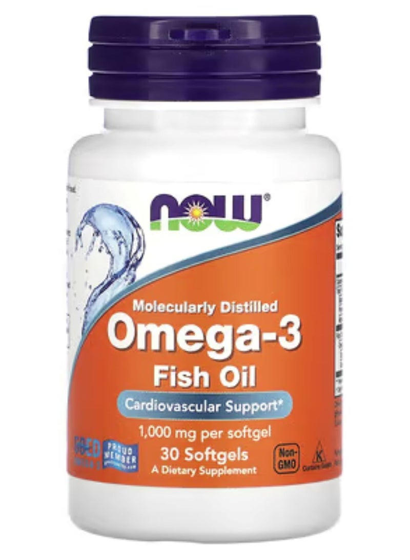 now Omega 3 Fish Oil 1000 mg 30 Softgels 1000 Mg Per - Image 1
