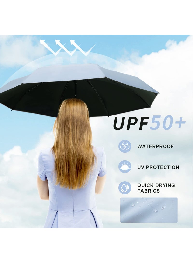 زيريفام مظلة صغيرة للسفر، مظلة صغيرة مدمجة قابلة للطي مع حقيبة، 6 أضلاع، مظلة محمولة خفيفة الوزن وخفيفة الوزن، مظلات فوق البنات والأشعة فوق البنفسجية بجيب للمطر والشمس للأطفال البنات الأولاد النساء (أزرق) - Image 3