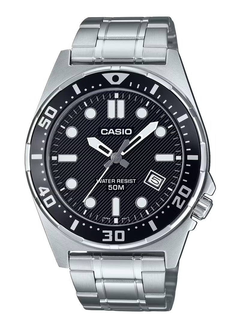 CASIO Quartz Analog Black Dial Stainless Steel Men's Watch MTD-135D-1AV - Image 1