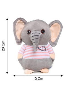 Webby Webby Soft Animal Plush Elephant Toy 20cm, Grey and Pink  - Image 5