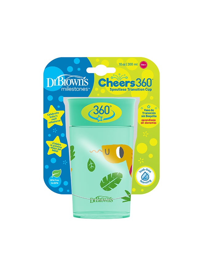 Dr. Brown’s Smooth Wall Cheers 360 Cup, 10 Oz/300 Ml, Green Deco (9M+), 1-Pack - Image 1
