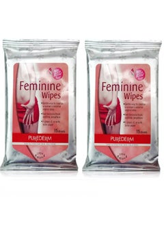 Purederm Two Pieces Of Feminine Wipes With Rose Scent 2X15 Sheets 