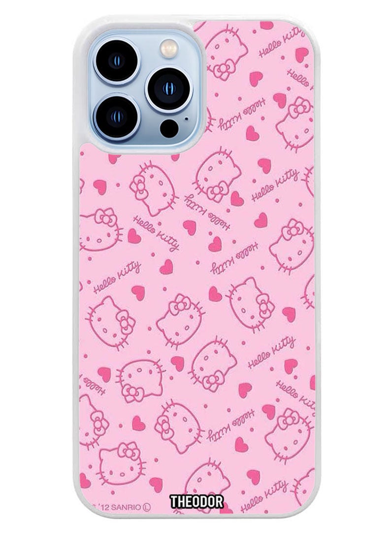 Theodor Protective Case Cover For APPLE IPHONE 14 Pro Hello Kitty Tags (White Bumper) - Image 1