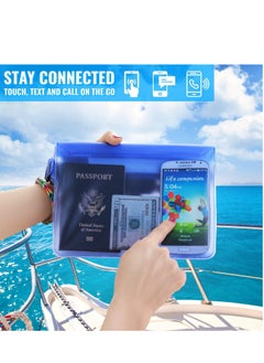 SYOSI 2 Pack Waterproof Pouch With Waist Strap, Waterproof Cell Phone Bag, Waterproof Dry Bag For Beach Bulk Swimming Kayaking Floating Water Park, Blue And Clear  - Image 4
