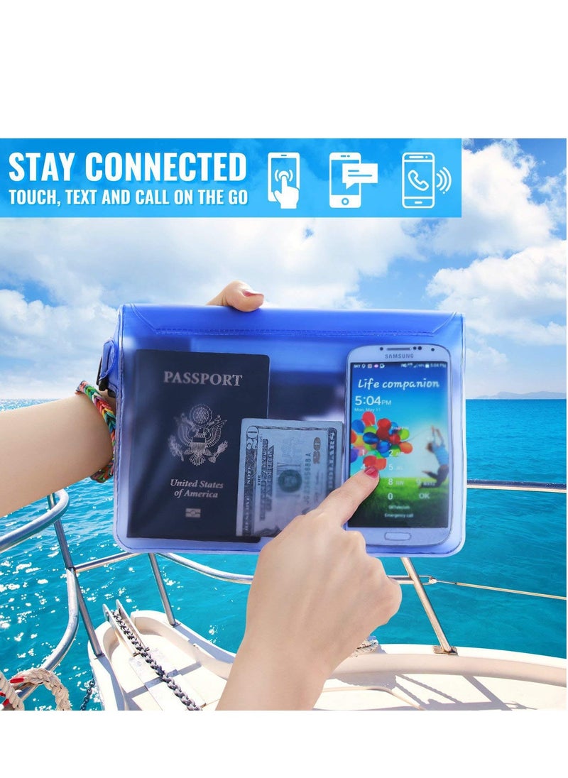 SYOSI 2 Pack Waterproof Pouch With Waist Strap, Waterproof Cell Phone Bag, Waterproof Dry Bag For Beach Bulk Swimming Kayaking Floating Water Park, Blue And Clear  - Image 4