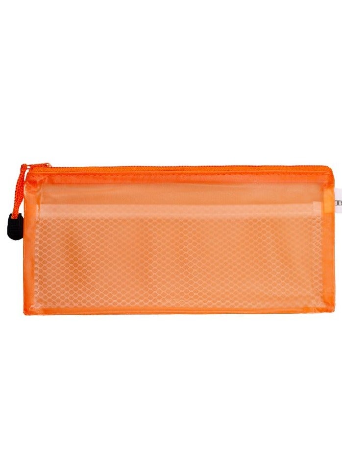 Waterproof Mesh Plastic Document Pouch – A4 orange , Secure Zipper, Multi-Purpose for Papers and Files - Image 1
