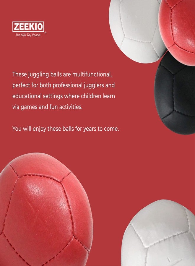 Zeekio - Josh Horton Pro Series Juggling Balls - Professional - for All Levels & Ages- Millet Filled - 12 Panel Synthetic Leather Ball Durable - 128 Grams 67mm Wide - Set of 3 Black - Image 5