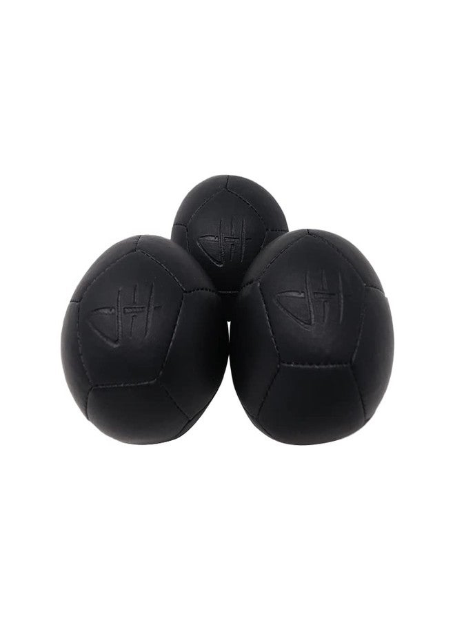 Zeekio - Josh Horton Pro Series Juggling Balls - Professional - for All Levels & Ages- Millet Filled - 12 Panel Synthetic Leather Ball Durable - 128 Grams 67mm Wide - Set of 3 Black - Image 3