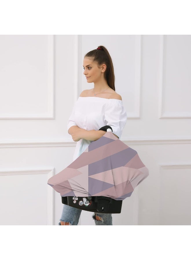 Hicoco Carseat Cover Boy and Girls - Multi-use Nursing Car Seat Canopy Cover for Breastfeeding, Infant Stroller Cover, High Chair Cover (Baby Pink) - Image 2