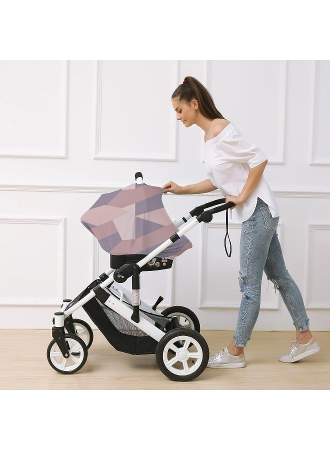Hicoco Carseat Cover Boy and Girls - Multi-use Nursing Car Seat Canopy Cover for Breastfeeding, Infant Stroller Cover, High Chair Cover (Baby Pink) - Image 3